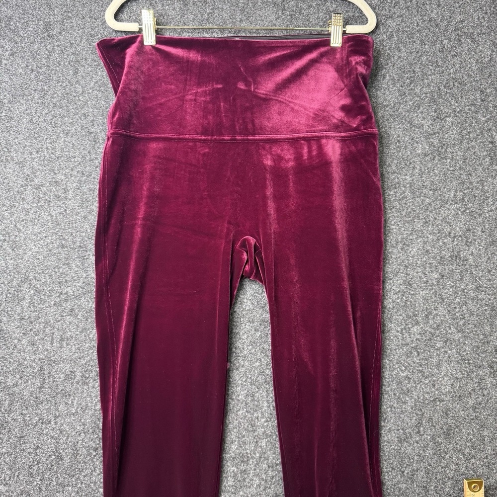 Spanx Velvet Leggings Womens 2X Burgundy High Rise Shaping Pull On Stretch